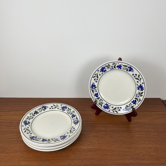 Image 1 of Set di 6 piatti da dessert Churchill England, motivo floreale, 1970