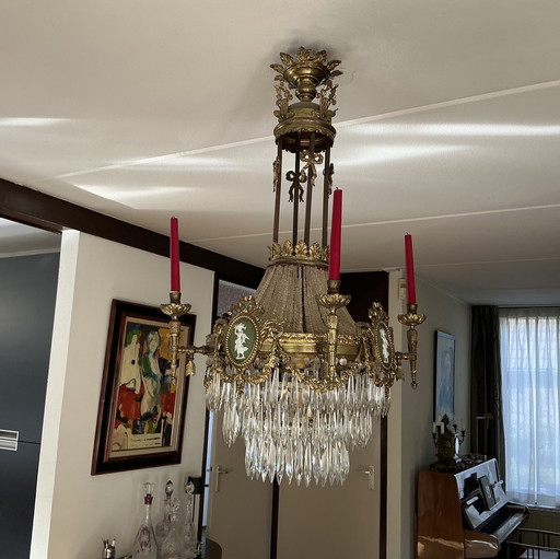 Antike Pendelleuchte aus Kristall