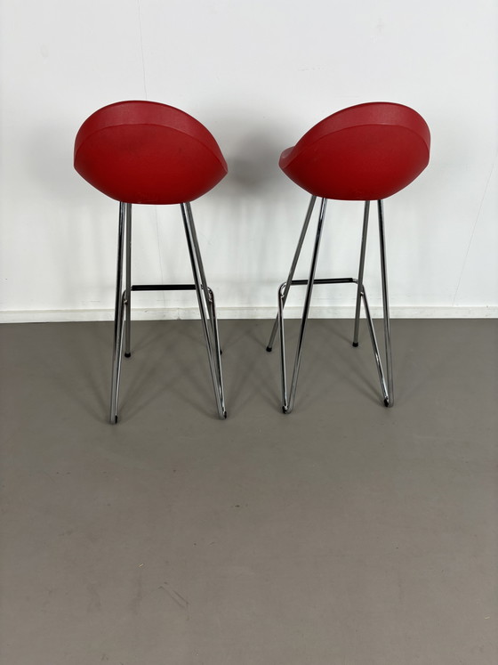 2 sgabelli da bar dal design vintage, disegnati da Roberto Foschia per il marchio italiano MIDJ (spesso (photo 3 of 7)