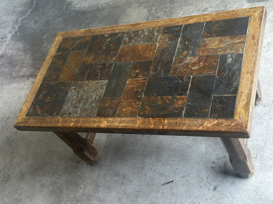 Couchtisch aus Eiche und Schiefer – 60er-70er Jahre – Couchtische, Wood, Stone (photo 11 of 14)