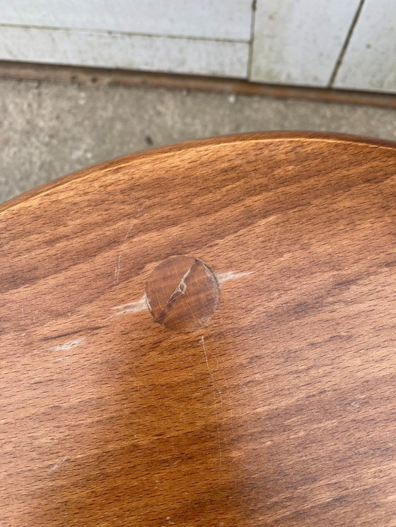 Image 1 of Rustic Brutalist tripod wooden stool 1950