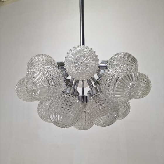 Image 1 of Large Glass Globe Chandelier by Richard Essig, Germany, 1960s
