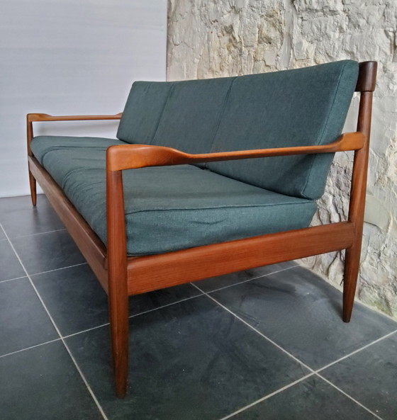 Image 1 of Vintage Scandinavische 3-zitsbank van massief hout