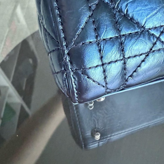 Image 1 of DIOR LADY MINI - PELLE DI VITELLO LUCIDA CANNAGE, BLU METALLIZZATO, FERRAMENTA ARGENTO