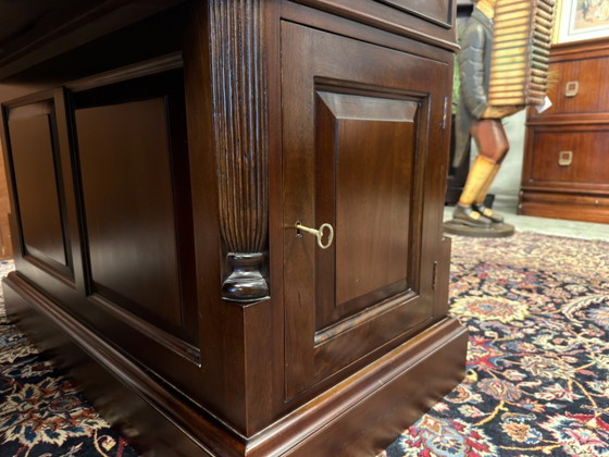 Scrivania da Partner Vintage Inglese Classica – Scrivanie, Leather, Wood (photo 14 of 20)