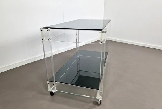 Carrello in Lucite e Vetro Fumè | Anni '70, Carrelli bar, Trasparente, Space Age (foto 6 di 8)