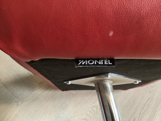 Image 1 of ¡Sillón reclinable Montel Shuffle con otomana en cuero rojo!