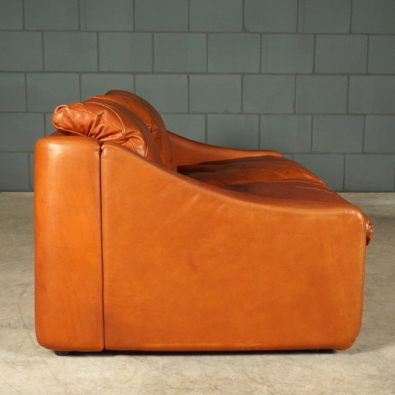 Image 1 of Canapé patchwork vintage danois – cuir cognac – années 1970