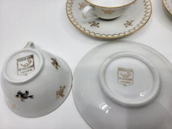 Image 1 of Servizio da tè in porcellana stile impero decorato in oro zecchino Francia Set di 15 pezzi