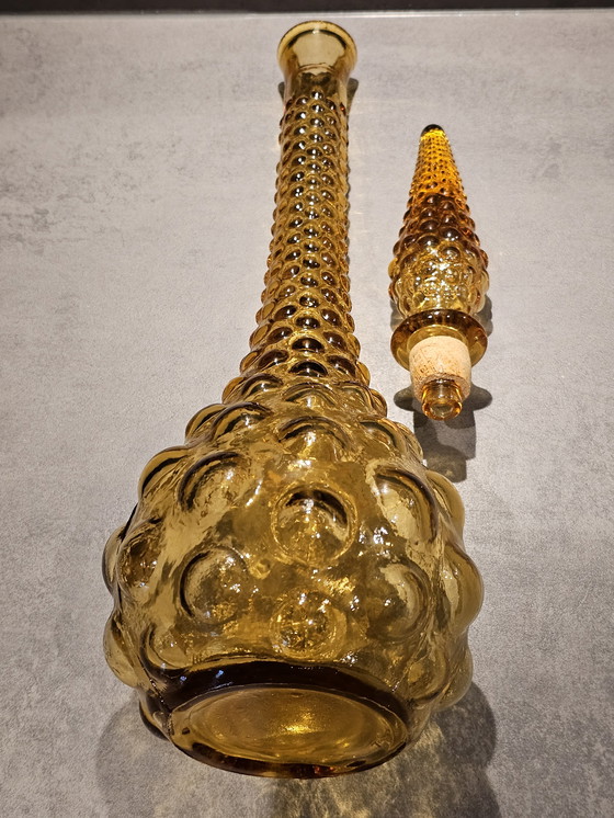 Image 1 of Jarra Empoli de cristal ámbar, años 60.