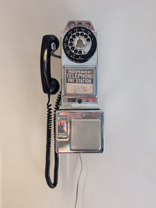 Vintage Automatic Electric Co. Chrome Pay Phone USA