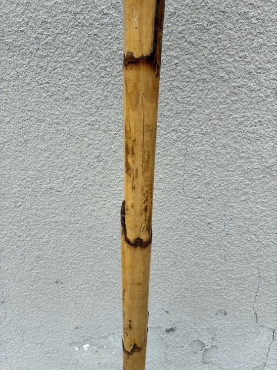Vintage Italian Bamboo Coat Rack 1970s Boho Standing Hat Stand 185 cm, Rattan, Brown (photo 3 of 6)