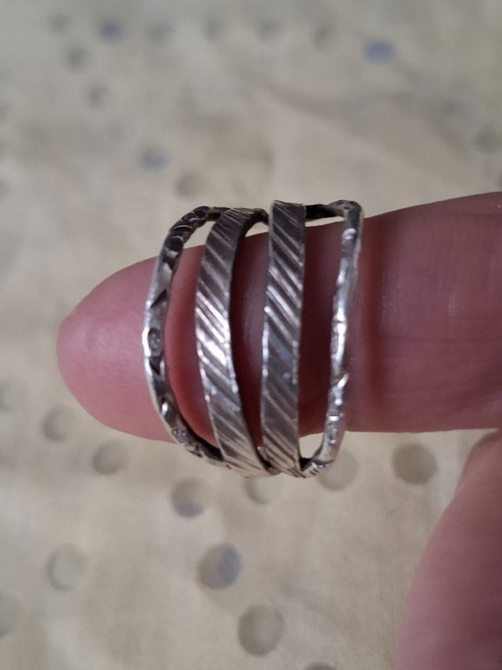 Image 1 of Moderne sterling zilveren ring, maat 64 (verstelbaar)