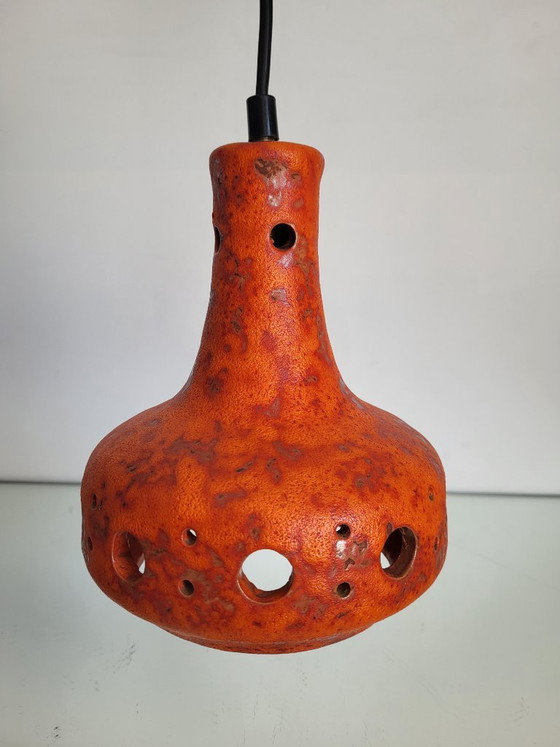 Image 1 of Lampada a sospensione Fat Lava in ceramica, tonalità arancioni, anni '50