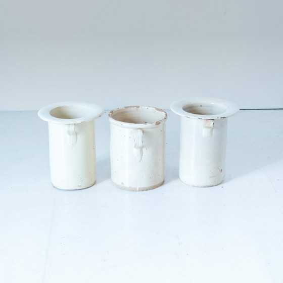 Image 1 of 3x Antique Handmade Ceramic Vases, Set of Three, Italy 1900 circa