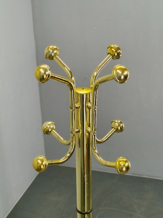 Image 1 of Appendiabiti italiano in ottone placcato con base in marmo, anni '70