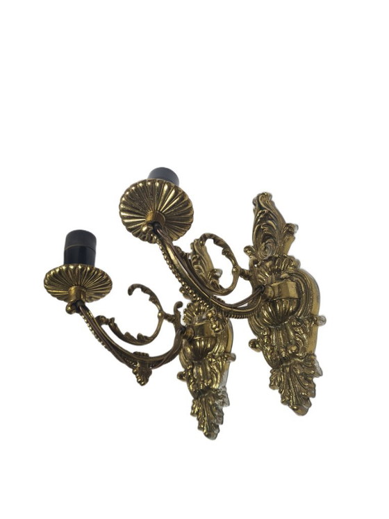 Lampade da parete rococò vintage, Polonia, anni '50, set da 2 – Applique, Brass (photo 5 of 8)