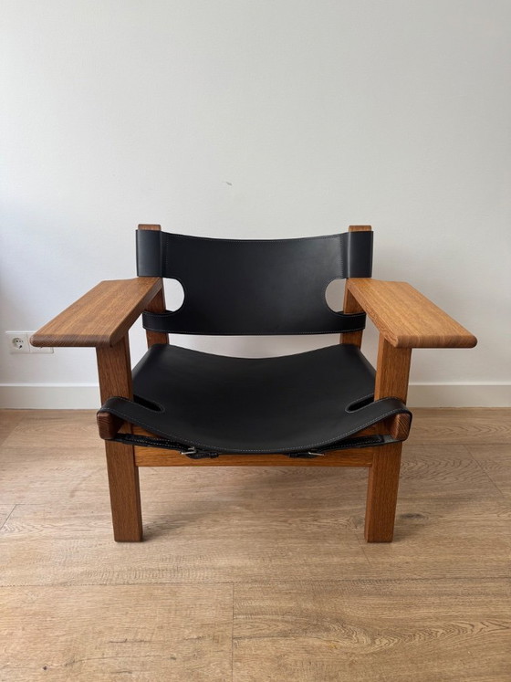Image 1 of Fredericia 'The Spanish Chair', smoked solid oak/black leather