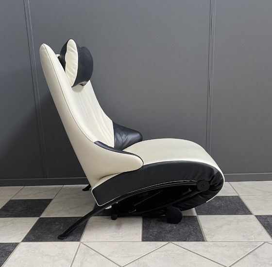 Image 1 of Sitzbank aus schwarzem und weißem Leder, Modell Solo 699, Design Stefan Heiliger, WK