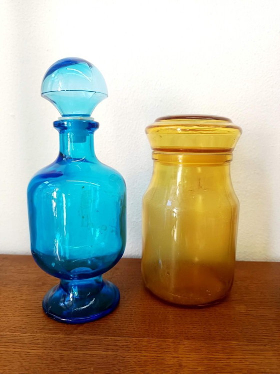 Image 1 of 6 barattoli vintage in vetro colorato