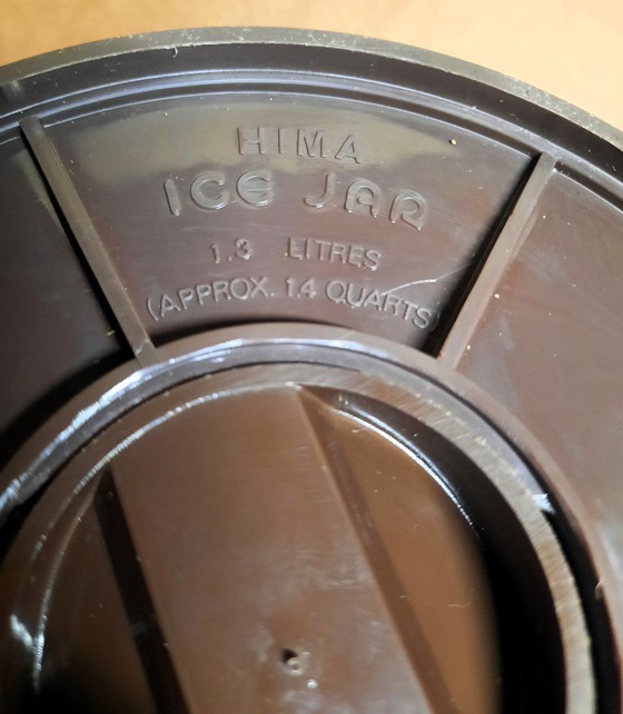 Image 1 of Vintage 1970s Himalaya Ice Jar – Retro Orange Stripes Ice Bucket with Tongs – Mid-Century Bar Essential