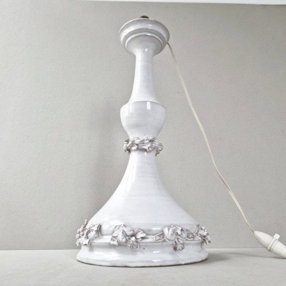 Image 1 of Vintage Italiaanse keramische lamp uit de jaren 50 met bloemversiering.