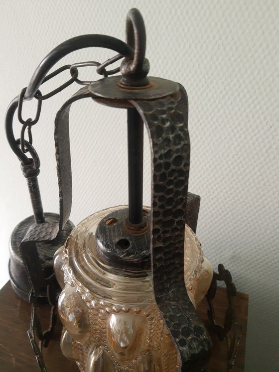 Image 1 of Amberkleurige Art-Deco Art-Nouveau Amsterdamse School pagode stijl hanglamp