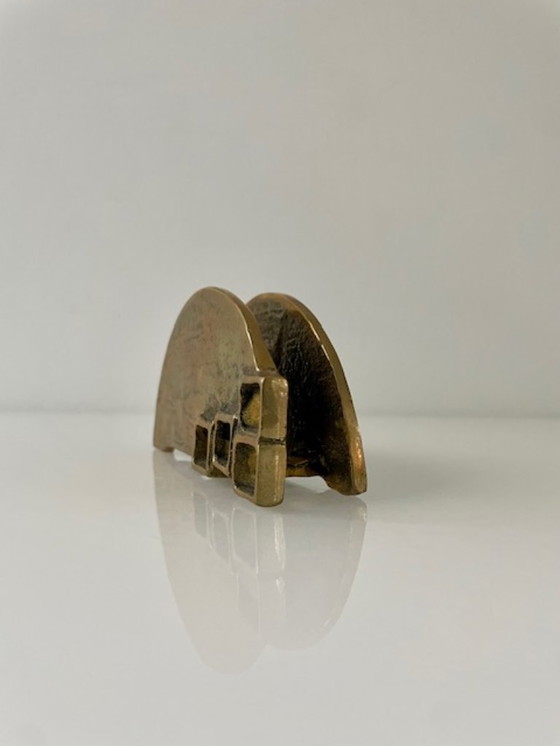 Image 1 of Brutalist messing servethouder van Heinz Goll jaren 60