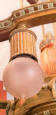 Image 1 of Vintage art deco copper wheel chandelier two tone copper 1900