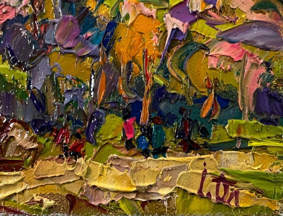 Original Oil Painting Evening Houses Landscape Edge of the Village – Paintings & Drawings, Canvas (photo 5 of 8)