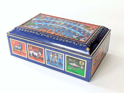 Vintage German Zodiac Tin Box | 1960s Celestial Decor