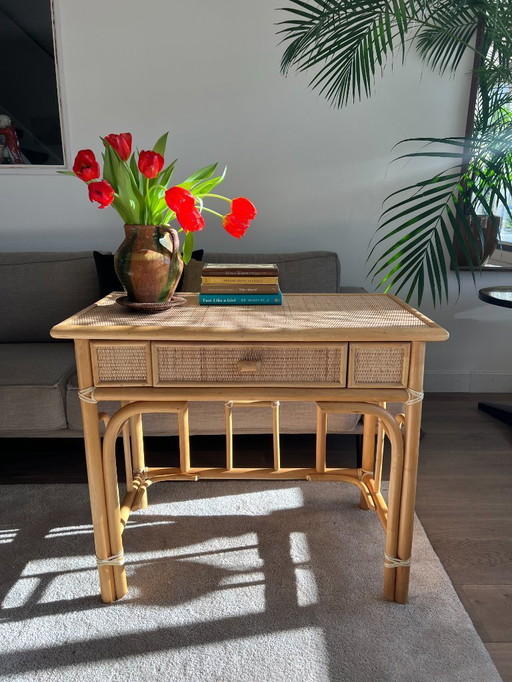 Rattan Hallway Table Dressing Table – Vintage Bamboo Design Bohemian '70s Table
