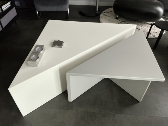 Image 1 of Leolux 2 triangular coffee tables in various sizes