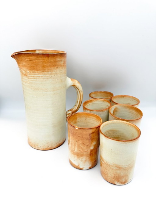 Set di bevande con caraffa in ceramica e 6 tazze Studio