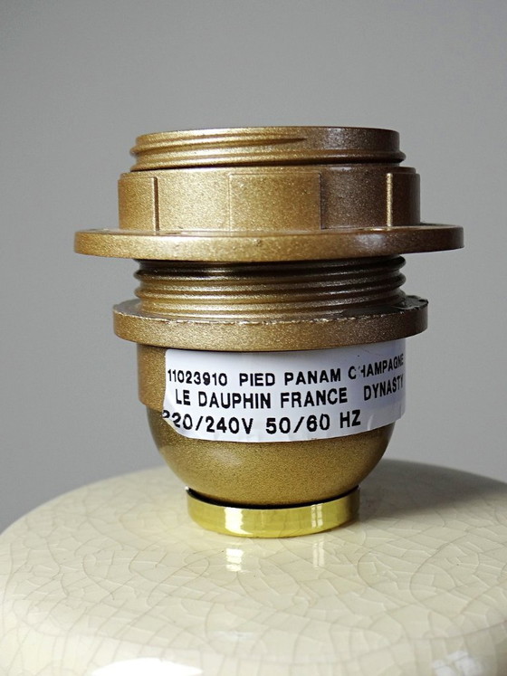 Image 1 of Vintage Panama "Dynasty" crackle-glazed earthenware lamp, Le Dauphin, 1980s-90s