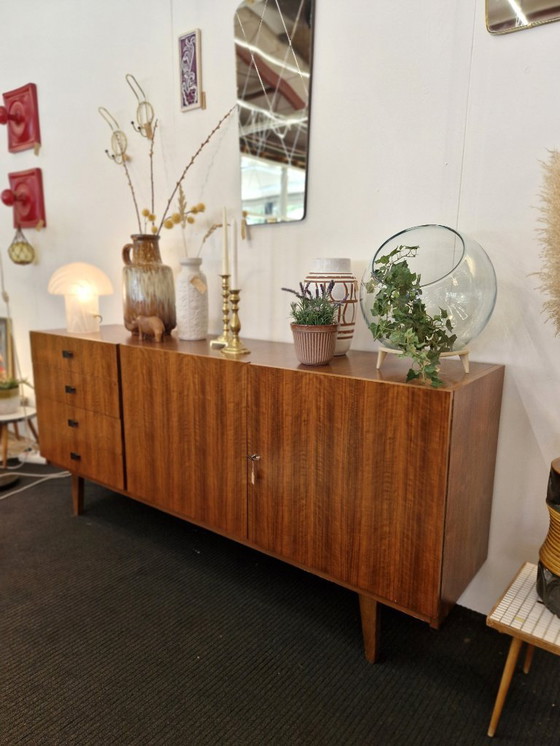 Image 1 of Vintage sideboard teak veneer wooden legs 70s