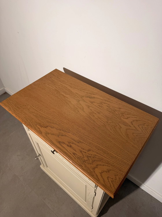 Painted Oak Accent Cabinet with Natural Wood Top – Storage cabinet (photo 3 of 5)