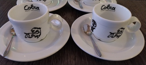 Super rare Cafe Cobra espresso set 4 pieces cup and saucer Guillaume Corneille founder of the CoBrA group