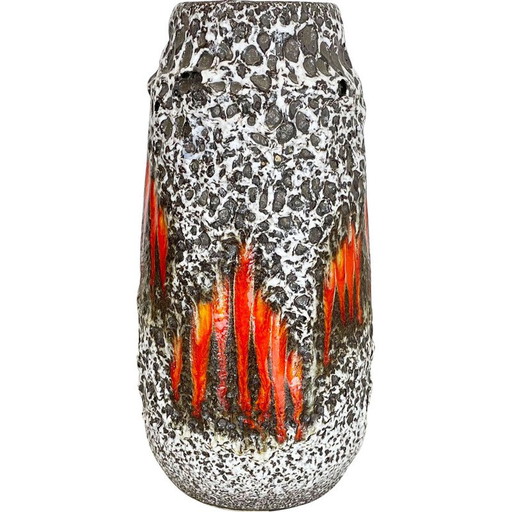 Vase vintage en poterie Lora Zig Zag en lave grasse par Scheurich, Allemagne 1970