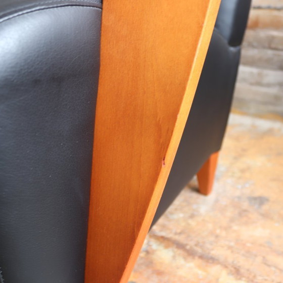 Image 1 of Vintage fauteuil leer hout spaans jaren 80