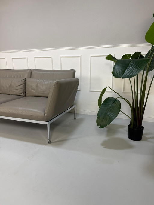 Brühl Roro Designer Leather Grey Sofa Sofa Bed Couch Daybed