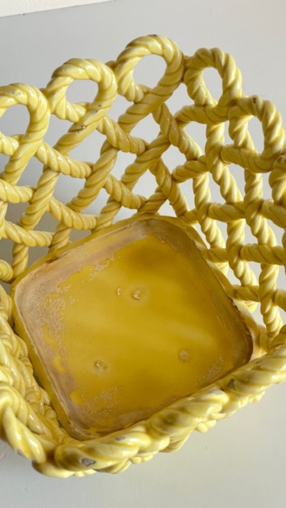 Image 1 of Vintage Woven Earthenware Plant Pot