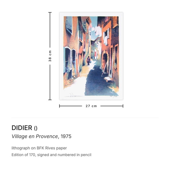 Image 1 of DIDIER Pueblo en Provenza Litografía firmada 1975