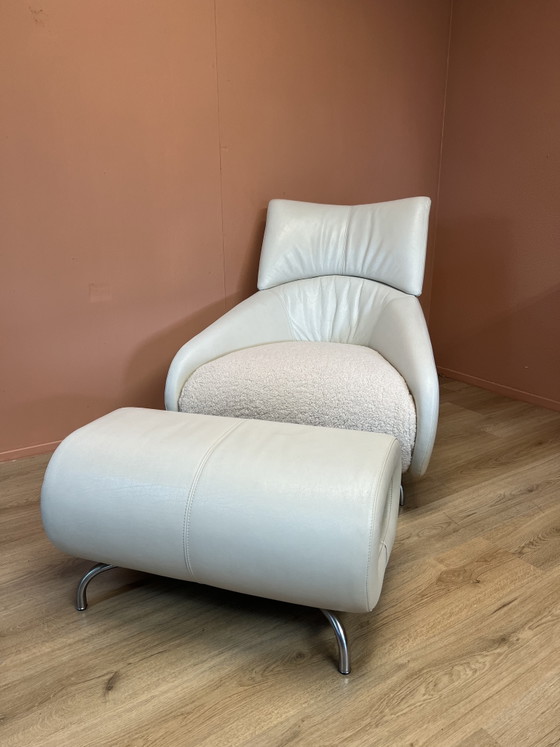 Image 1 of Fauteuil Leolux Solymi avec repose-pieds – récemment retapissé – un classique du design