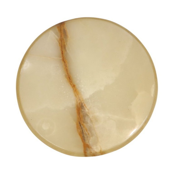 Vintage Brass Side Table with Round Onyx Marble Top (photo 4 of 23)