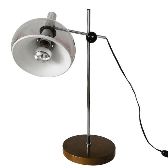 Image 1 of Vintage Space Age Dijkstra Table Lamp Chrome-Plated Grey Plexiglass 1970s
