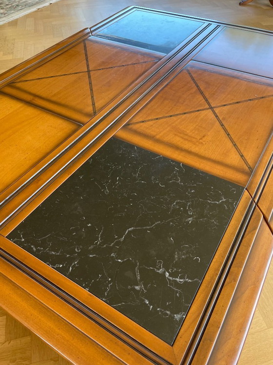 Klassieke Bar-Salontafel Met Marmeren Inleg – Vintage-Italiaans Design – Wood, Marble (photo 4 of 6)