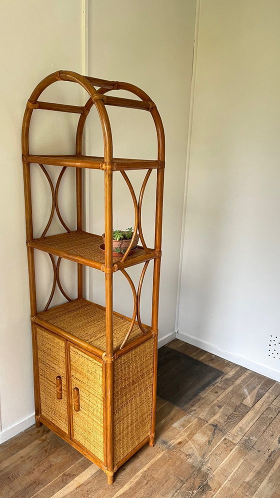 Image 1 of Vintage Wicker and Rattan Shelf