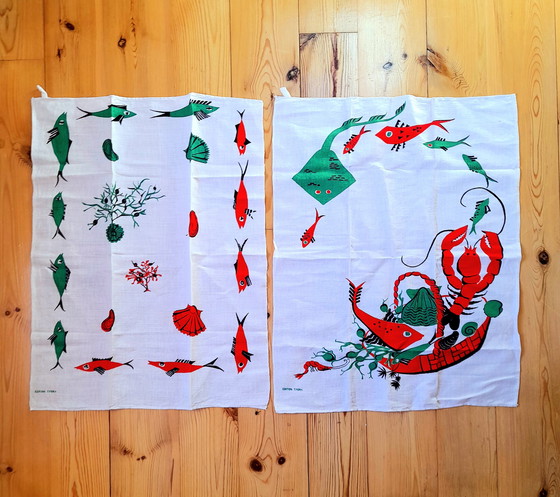 Image 1 of Coppia di strofinacci in cotone Tygra, 1960