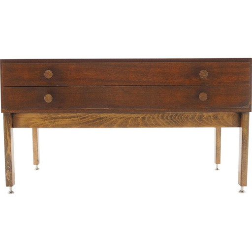 Cómoda vintage de madera y cromo, checa, años 60